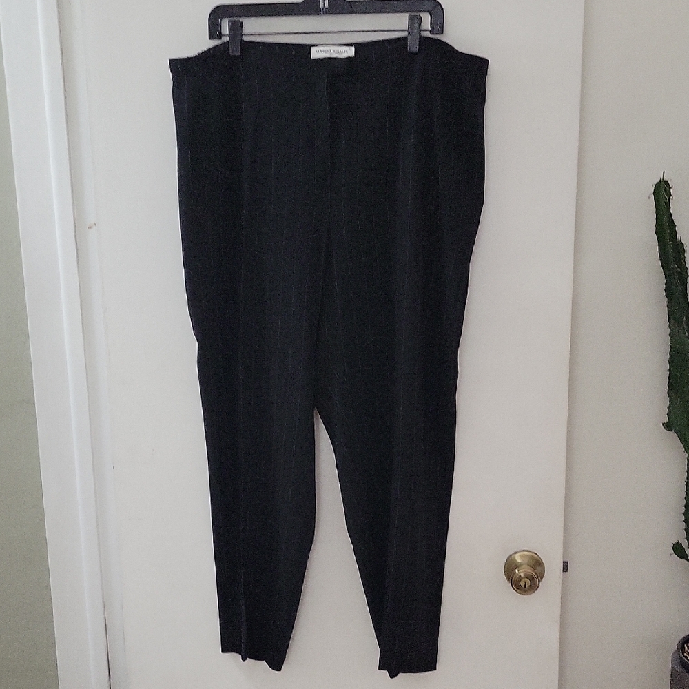 Marina Rinaldi Elegant Black Striped Dress Pants Sz 18